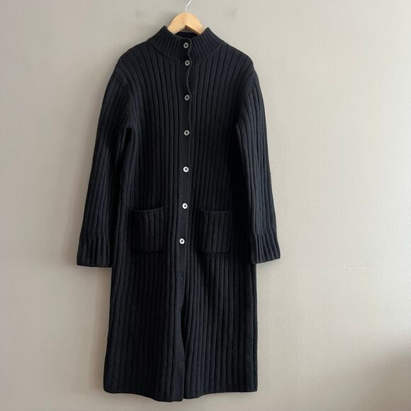 Lauren by Ralph Lauren Sweaters - Lauren Ralph Lauren Ribbed Cashmere Angora Ribbed Duster Long Cardigan Black L